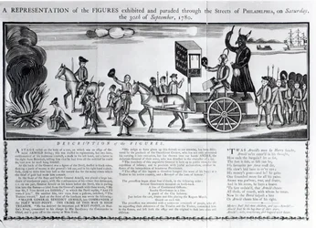 Rappresentazione delle figure esposte e sfilate per le strade di Filadelfia sabato 30 settembre 1780